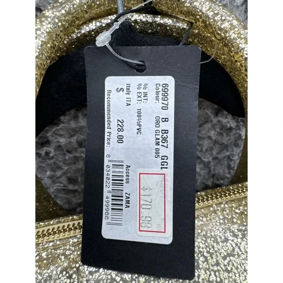 NWT Furla Oro Glam Gold Glitter Candy Bag Satchel w/ Box $228 - Picture 8 of 11